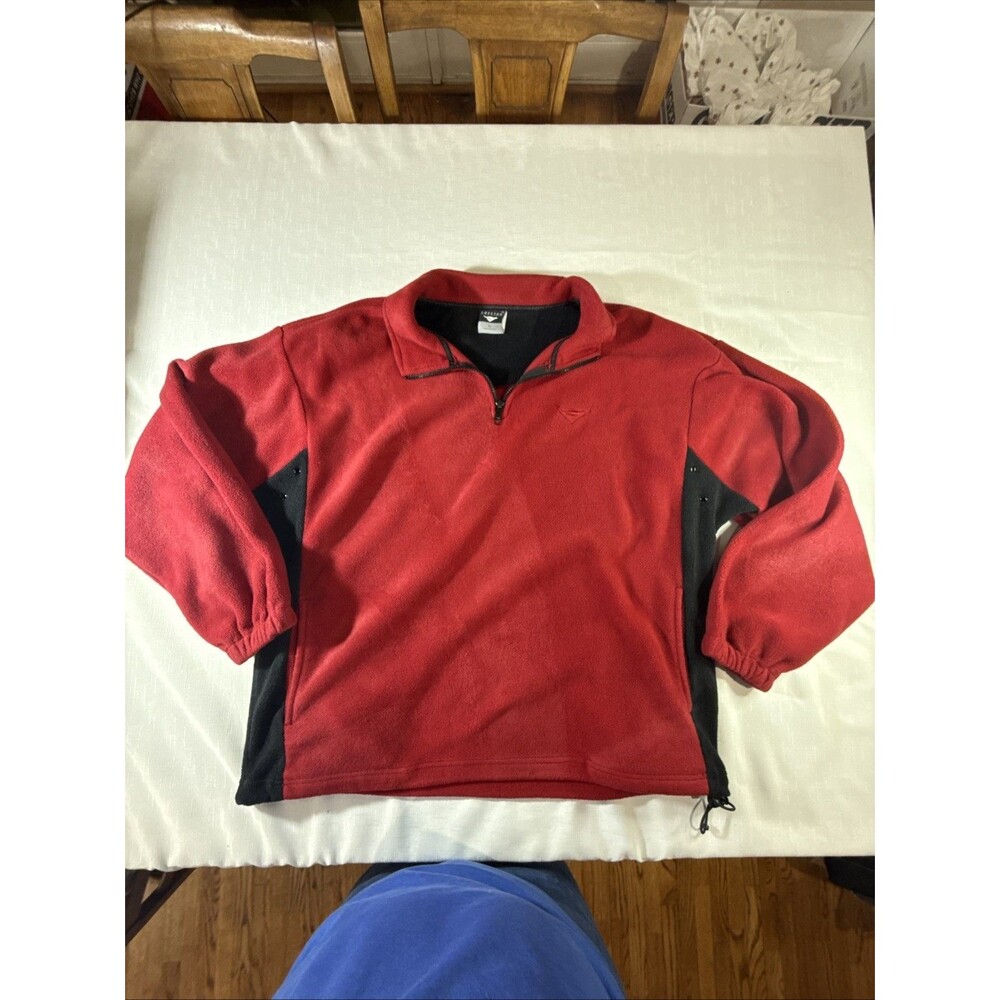 Men’s Cheetah Red And Black 1/4 Zip Fleece Pull Over Size XL